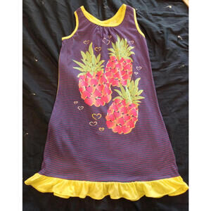 Circo Girl's Size Large Sleeveless Purple Pineapple Design Long Sleeping Shirt